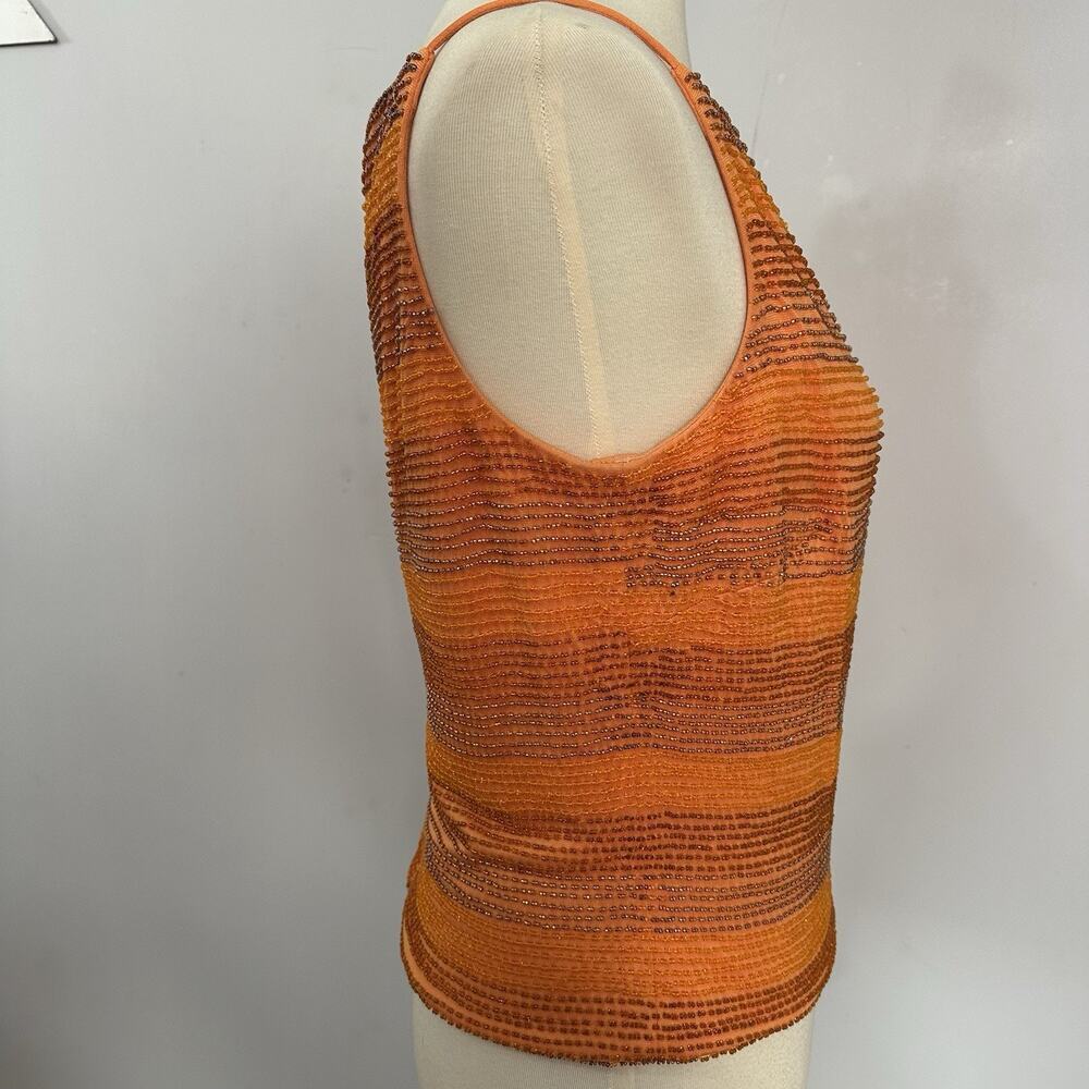 David Meister Y2K Orange Dress Vintage Skirt Set Formal Beaded Asymmetric - Picture 9 of 14